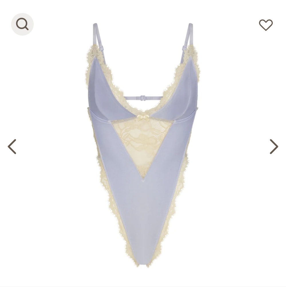 Skims Periwinkle Velvet Lace Teddy